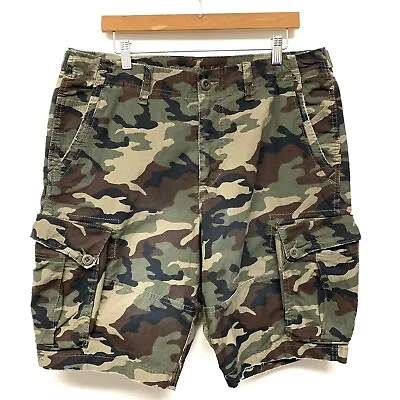 American Eagle 11  Lived In Flex Camo Cargo Shorts Size 36 Ripstop Heavy Recent • $39.99