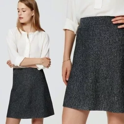 Loft M Women's Gray Black Speckled Flippy Sweater Skirt Swing  • $12.86