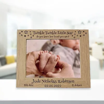 Personalised New Baby Photo Frame Twinkle Twinkle Baby Keepsake • £11.95