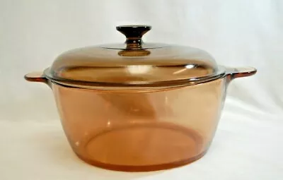 Corning Amber Vision 4.5 Liter Dutch Oven Stock Pot Casserole W/ Lid (Brown) USA • $34.95