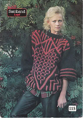 Samband Knitting Pattern Ladies & Girls Fair Isle Sweater Lopi Chunky 32-42 • £1.99