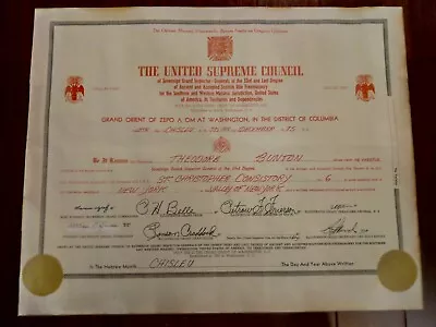 Freemason/Masonic Certificate Southern & Western Jurisdiction Washington DC 1975 • $25