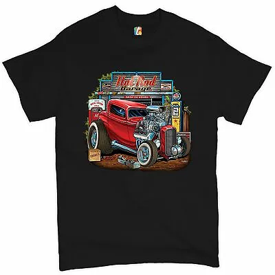 Hot Rod Garage T-shirt Route 66 Retro Vintage Drag Racing Car Men's Tee • $16.50