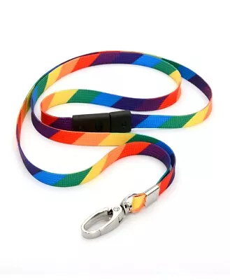 £8.99 • Buy Safety Breakaway Rainbow Coloured Neck Strap Keys Lanyards For ID Card Holder UK