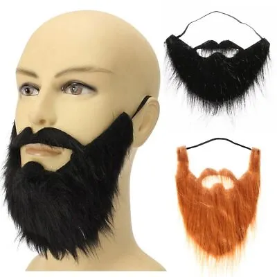 Funny Halloween Party Costume Fake Beard Facial Hair Fancy Dress Moustache Wig • £3