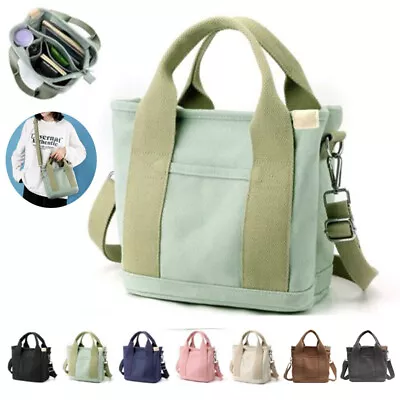 UK Women Canvas Tote Bag Large Capacity Handbags Shoulder Bags Zip Crossbody Bag • £11.55