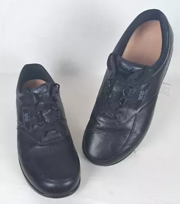 SAS Timeout Mens 11 WW Black Leather Lace Up Casual Comfort Sneakers Shoes • $34.95