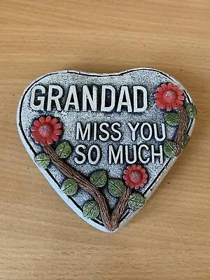 Stone Garden Grandad Heart Memorial plaque Concrete Ornament Grave  • £8.99