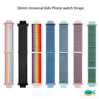 $19.90 • Buy 16mm Universal Nylon Kids Smart Phone Watch Strap 17cm & 20cm