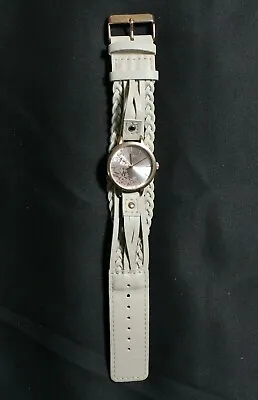 £12.99 • Buy KAHUNA Ladies Grey Leather Plaited Braided Bracelet Watch AKLS-0378L - EHB