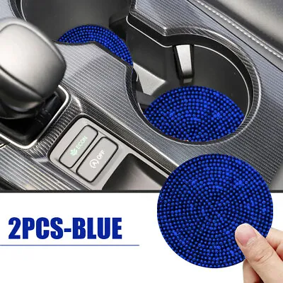 $8.16 • Buy 2x Blue Bling Rhinestone Cup Holder Non-Slip Insert Coaster For Car Accessories