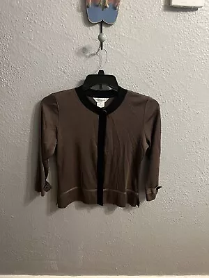 Exclusively Misook Women's Full Zip Jacket Cardigan Brown Black Sz XS • $17.50