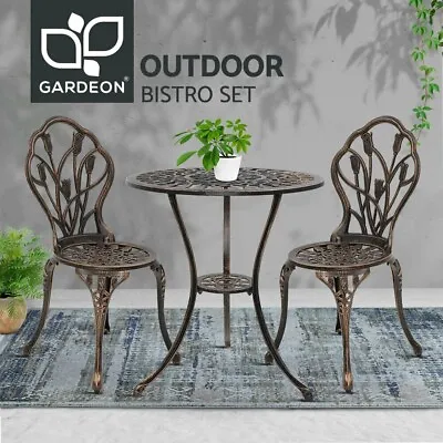 $182.50 • Buy Gardeon 3 Piece Outdoor Setting Chairs Table Bistro Set Patio Cast Aluminum