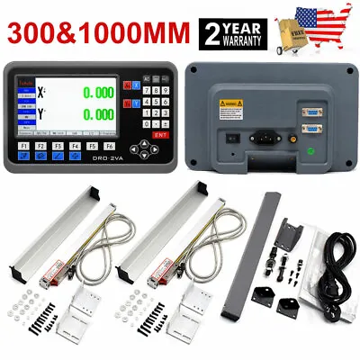 2pc Linear Scale 300+1000mm W/ 2Axis DRO Digital Readout Display Kit For Lathe • $216.19