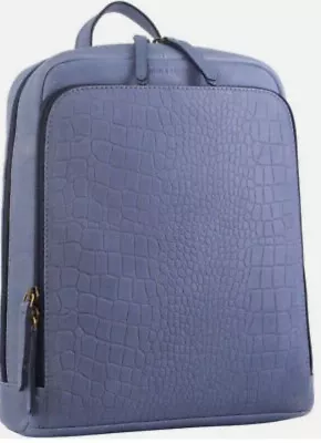 Pierre Cardin Ladies Soft Croc Embossed Leather Backpack Bag Vintage Blue New • $89