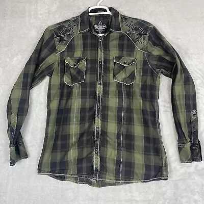 ROAR Strength Refined Embroidered Men’s Plaid Button Up Shirt Large Western • $18.99