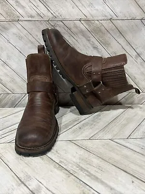 GBX Men's Motorcycle Biker Harness Brown Leather Boots Made In Brazil Sz 10.5D • $39.77