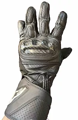 Alpine Stars SP-2 Black Gauntlet Motorcycle Gloves Carbon Reinforced Large • $39