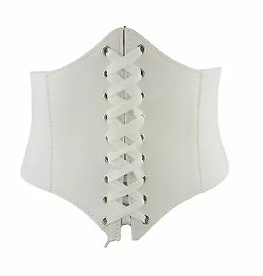 Ladies Waist Cincher Wide Band Elastic Tied Waspie Corset Leather Belt Uk • £3.99