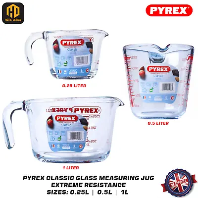 £12.30 • Buy Pyrex Classic Glass Measuring Jug Extreme Resistance 0.25L Or 0.5L Or 1L