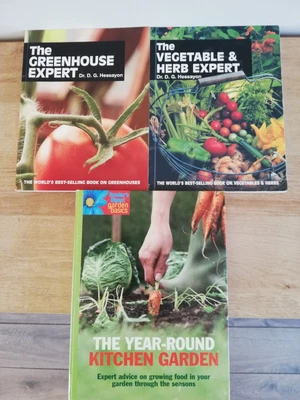 £10 • Buy 3 Books - Greenhouse Expert, Vegetable & Herb Expert, Year Round Kitchen Garden