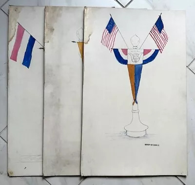 Lot Of 3 Vintage Prelim Drawings For MOVPER Masonic Banner/Stand 14X22 50'S? • $50