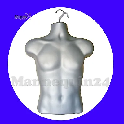  Men Hanging Dress Form Male Mannequin Torso Body Form Display - Grey (silver)  • $36.48