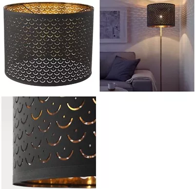 Ikea Retired NYMO Perforated 37cm 15” Black & Copper Color Lamp Shade 503.663.89 • $59.88