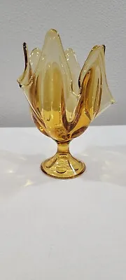 Mid Century Viking Epic Six Petal Handkercheif Vase Amber Color • $30