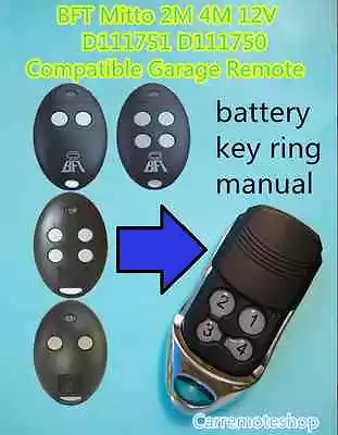 BFT Mitto 2M 4M 12V D111751 D111750 Compatible Garage/Gate Remote  • $12.55