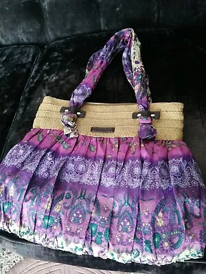 £8 • Buy Silky/ Straw Butterfly Bohemian Pattern Shoulder Bag. Multi Coloured Sparkly.