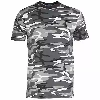 Mens Short Sleeved Camouflage T Shirt 100% Cotton US Army Military Combat • £9.95
