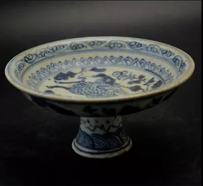 5.12  Chinese Ming Dynasty Blue And White Porcelain Unicorn Fruit Plate Collect • $30.25