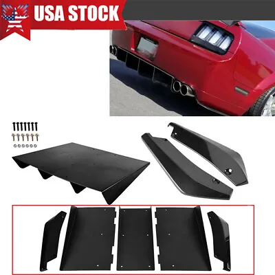 For Ford For Mustang Rear Bumper Diffuser 4-Fin Spoiler Lip Splitter +Rear Spats • $46.95