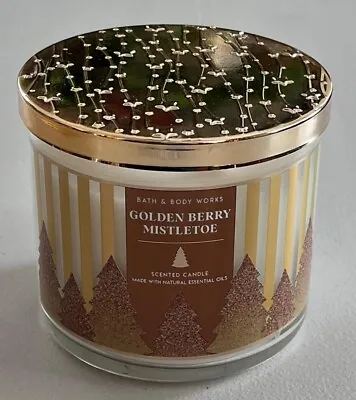 Bath & Body Works Golden Berry Mistletoe Scented Candle W/ Essential Oils 3 Wick • $12.71
