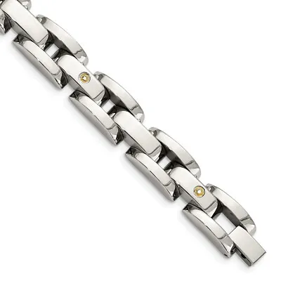 Men's 10mm Stainless Steel And Diamond Bracelet - 8.5 Inch • $228.98