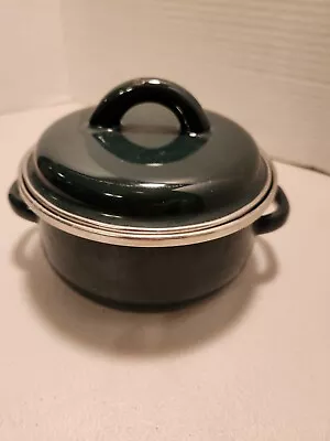 MEGAWARE Mini Cooking Pot .5 Qt  With Lid Green Made In Spain Enamelware • $10