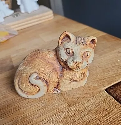 Cute Cat Laying Down Figurine By Simonsbath Pottery Exmoor Quantock Vintage  • £5