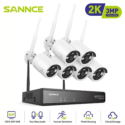 SANNCE 3MP WiFi Security Camera System Wireless 5MP 8CH NVR Two Way Audio • $599.59