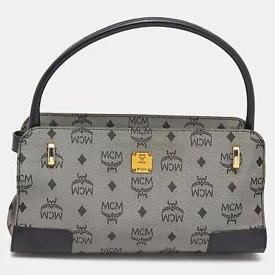 MCM Grey/Black Visetos Nylon And Leather Shoulder Bag • $178.50