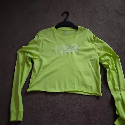 Vans Crop Top Long Sleeve Lime/yellow Cotton For Teens  Condition/small Adult • £1.99