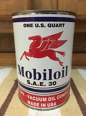 Mobil Oil Motor Oil Can 1 Quart Gas Sign Reproduction Vintage Style Socony • $30