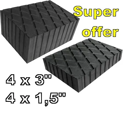 4 + 4 PCS Rubber Lift Block Pad 6  X 4 3/4  X3  And 15  RUBBER SPACER    ITALY! • $99.50