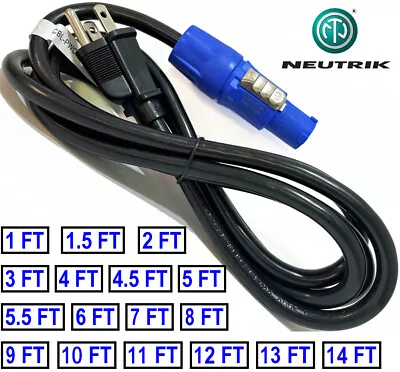 NEUTRIK POWER CORD 3Prong NEMA 5-15P To NEUTRIK PowerCON NAC3FCA 16AWG UL 1-14ft • $24.95