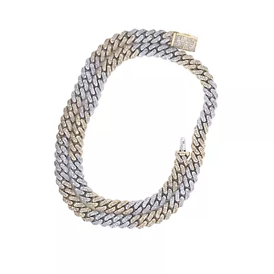 CUBAN LINK CHAIN 18inches – 2tone 10K Gold With4.44CT Natural Diamond ALC006 • $7999