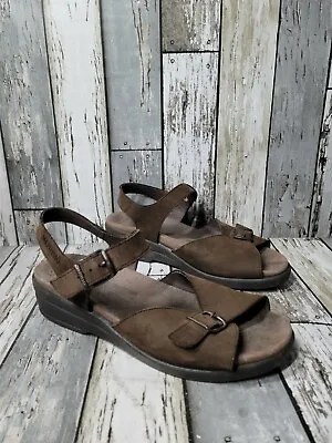 Mephisto Double Strap Buckle Leather Sandals Brown Size 39 US 9 Comfort  • $32.80