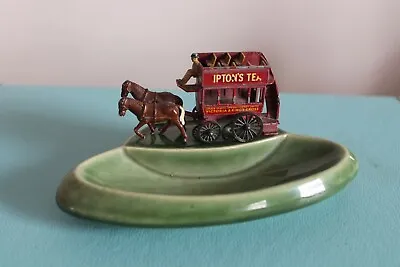 WADE 6” Green Ashtray LESNEY Liptons Tea HORSE CARRAIGE Yesteryear RARE No:12 • £20