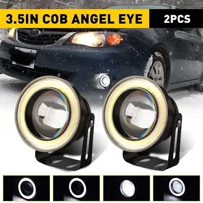 COB LED 2x 3.5  Universal Halo Ring Angel Eyes LED Fog Light Projector White DRL • $18.99