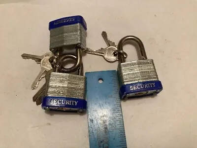 New (open Box)  Set 3 Keyed Alike 1  W X 2  L Lamintd Padlock / Diff Key Per Set • $7