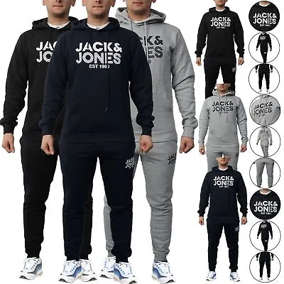 Mens Designer Tracksuit Jack & Jones Fashion Pockets Fleece Hoodie Joggers Set • £16.99